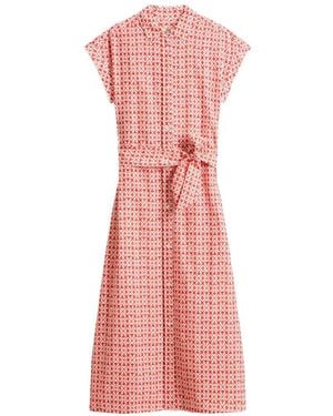 Woolrich Geometric-Print Belted Midi Dress - Pink