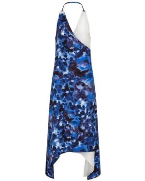Ferragamo Carnation-Print Wrap Dress - Blue