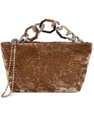 Gedebe Crystal-Embellished Chain-Handle Tote Bag - Brown