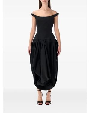 Magda Butrym Off-Shoulder Neck Midi Dress - Black