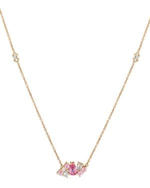 ROSEKEY 18Kt Roségouden Gooseberry Halsketting Met Saffier - Metallic