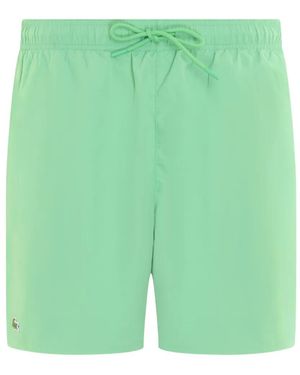 Lacoste Logo-Patch Drawstring Swim Shorts - Green
