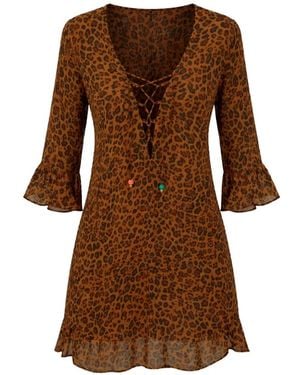 Banana Moon Vestido de playa Hoala Serevoil con motivo de leopardo - Marrón