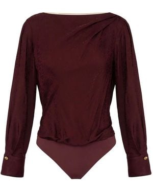 Elisabetta Franchi Logo-Pendant Backless Bodysuit - Purple