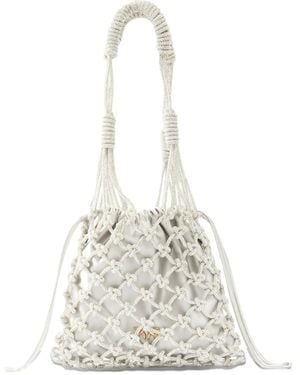 Pinko Woven Mesh Bucket Bag - White