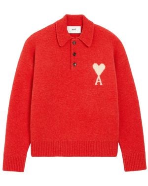 Ami Paris Jersey Holiday Capsule Tipo Polo - Rojo