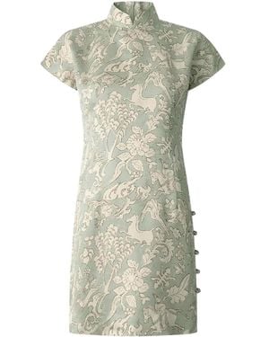 Shanghai Tang Robe Courte À Fleurs - Vert