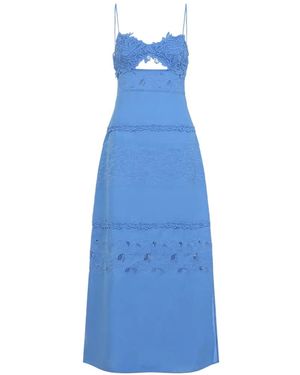 Ermanno Scervino Lace-Trimmed Cut-Out Midi Dress - Blue