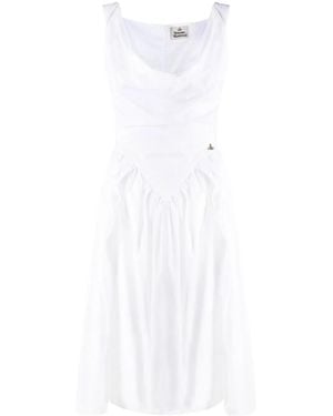 Vivienne Westwood Sunday Cowl-Neck Cotton Midi Dress - White