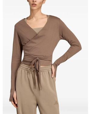 adidas 3-Stripes Studio Wrap Top - Natural