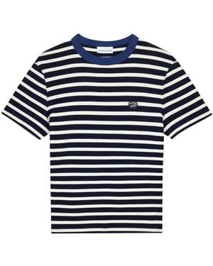 Maison Labiche Pears Striped Heart-Patch T-Shirt - Blue