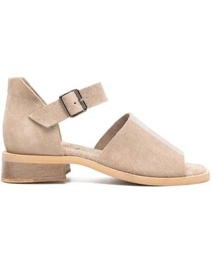 Moma Grinzato Suede Sandals - Natural
