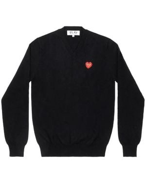 COMME DES GARÇONS PLAY Pull À Ornements Strassés Et Patch Cœur - Blue