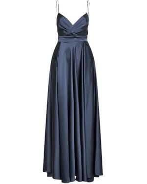 Blanca Vita Robe Longue Drapée À Col V - Blue