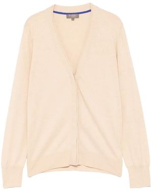 N.Peal Cashmere V-Neck Cardigan - Natural