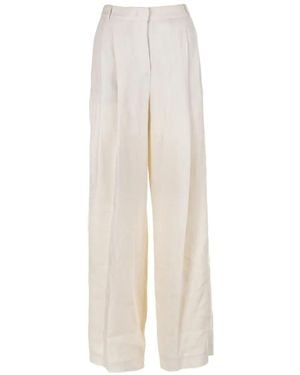 Eleventy High-Waisted Linen Trousers - White