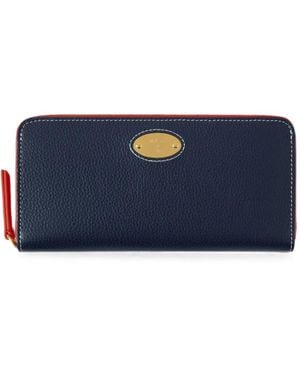 Mulberry Logo-Plaque Grained-Leather Purse - Blue
