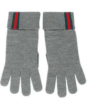 Gucci Web-Detail Gloves - Gray