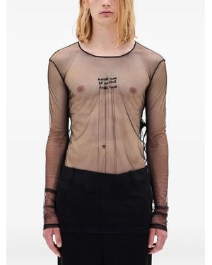Ann Demeulemeester Angel Divine long-sleeve tulle T-shirt - Schwarz