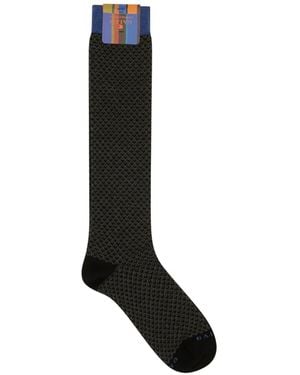 Gallo Micro-Patterned Knee-High Socks - Black
