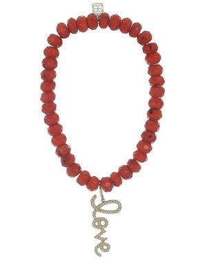 Sydney Evan 14Kt Love Script Diamond Bracelet - Red