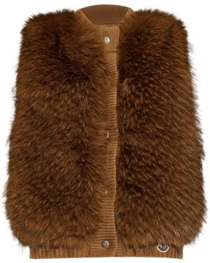 Moncler Faux-Fur Padded Gilet - Brown