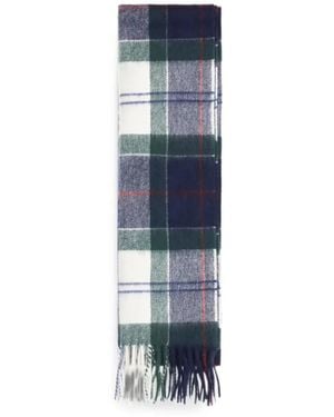 Barbour Sciarpa Tartan Con Frange - Blu