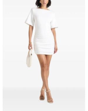 Manière De Voir Summer Ruched Open-Back Cotton Mini Dress - White