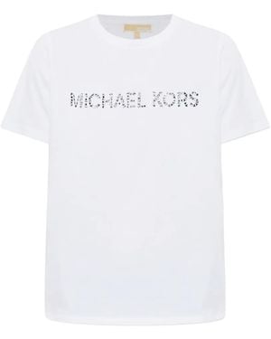 MICHAEL Michael Kors Crystal-Embellished Logo T-Shirt - White