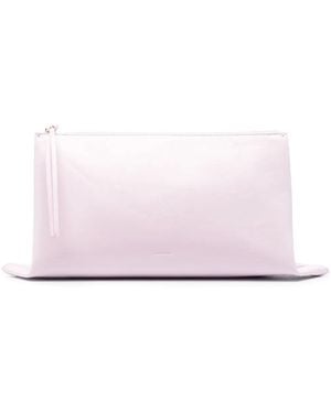 Jil Sander Logo-Embossed Clutch Bag - Pink