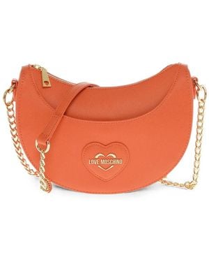 Moschino Embossed-Heart Tote Bag - Orange