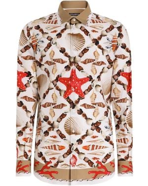 Dolce & Gabbana Martini Hemd Mit Muschel-Print - Rot