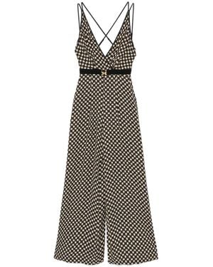 Elisabetta Franchi Geometric Print Jumpsuit With Crisscross Straps - Gray