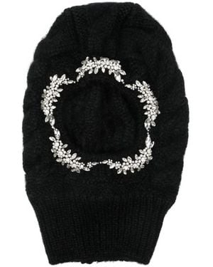 Simone Rocha Knitted Crystal-Embellished Balaclava Hat - Black