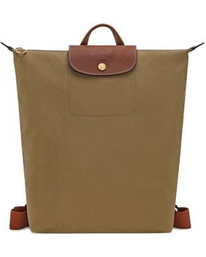 Longchamp Lona Leather-Trim Backpack - Green