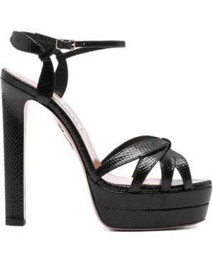 Aquazzura Snakeskin-Effect Platform Sandals - Black