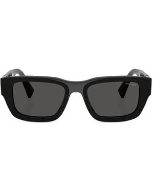 Miu Miu Logo-Plaque Rectangle-Frame Sunglasses - Black