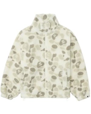 A Bathing Ape Printed Zip-Up Fleece Jacket - White