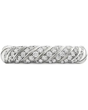 David Yurman 18Kt Sculpted Cable Diamond Band Ring (4.6Mm) - White