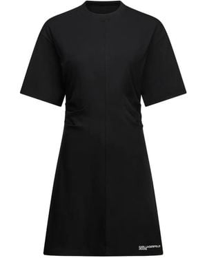 KARL LAGERFELD Gathered T-Shirt Mini Dress - Black