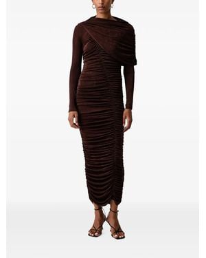 Bardot Robe Froncée À Détail Drapé - Black