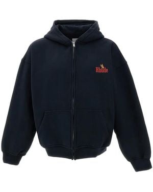 Rhude Graphic-Print Zip-Up Hoodie - Blue
