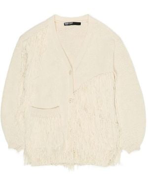 Bimba Y Lola Fringed V-Neck Cardigan - Natural