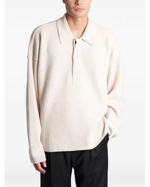 Roberto Collina Ribbed-Knit Polo Shirt - White