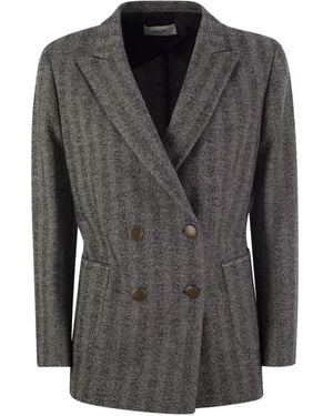 SAULINA Assunta Herringbone Blazer - Black
