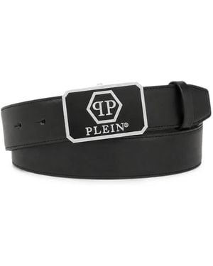 Philipp Plein Leather Belt Hexagon - Black
