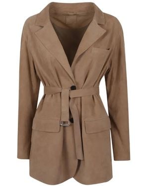 DESA NINETEENSEVENTYTWO Belted Suede Jacket - Brown