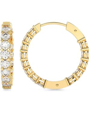 Diamond Essentials Hoop-Design Diamond Earrings - Metallic