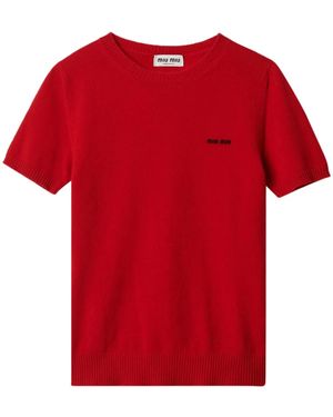 Miu Miu Haut À Logo En Intarsia - Rouge