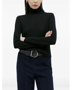 Chloé Circular-Buckle Leather Belt - Black